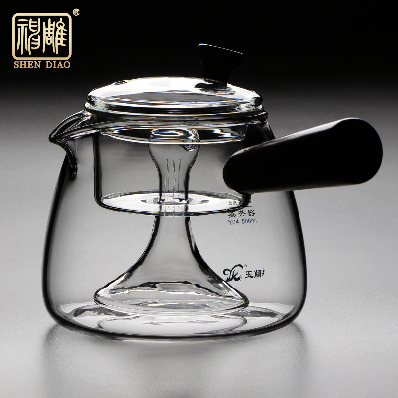 神雕加厚耐热玻璃蒸茶壶煮茶器侧把煮水壶花茶过滤家用电陶炉套装