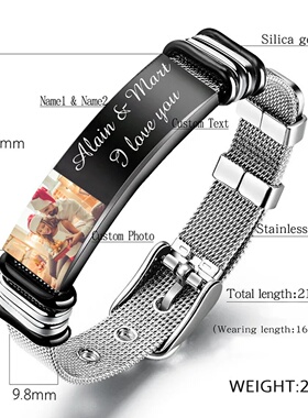 Personalized Picture Bracelet for Men Custom Stainless Stee