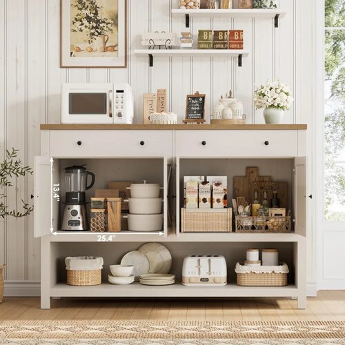 Buffet Sideboard Cabinet with Storage, Coffee Bar with 2 Dr