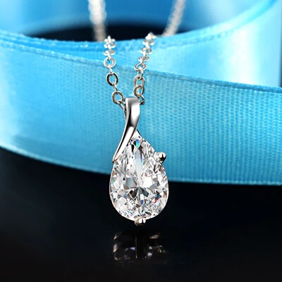 S925 Sterling Silver Necklace Angel Tears Crystal Red Penda