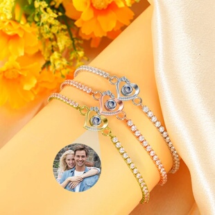 Personalized Picture Cubic Zirconia Tennis Bracelet Custom