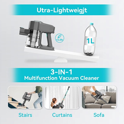 YISORA N300 Cordless Upright Vacuum Cleaner, 20Kpa Ultra Li