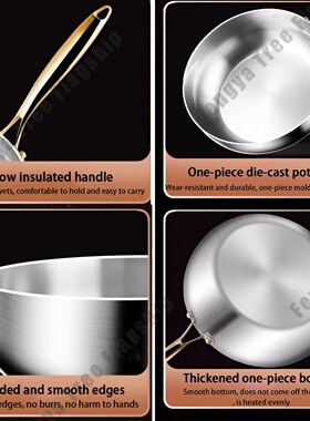 316 Stainless Steel Frying Pan Deepened Wok Non-Stick Skill