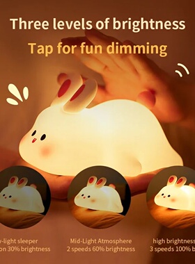 LED Night light Silicone Rabbit Touch Sensor lamp Cute Anim