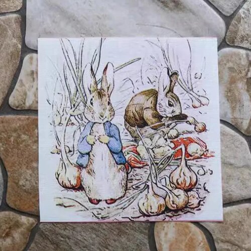 Hand Dyed Cotton Canvas Fabric Cartoon Rabbit Family For DI