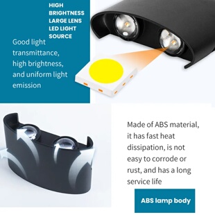 LED Wall Light Outdoor Indoor 2W 4W 6W 8W 10W AC85-265V Up