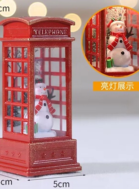 Christmas Desktop Decorations luminated Telephone Booths Ch