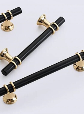 KK&FING Modern Zinc Alloy Black Gold Door Handles Kitchen C