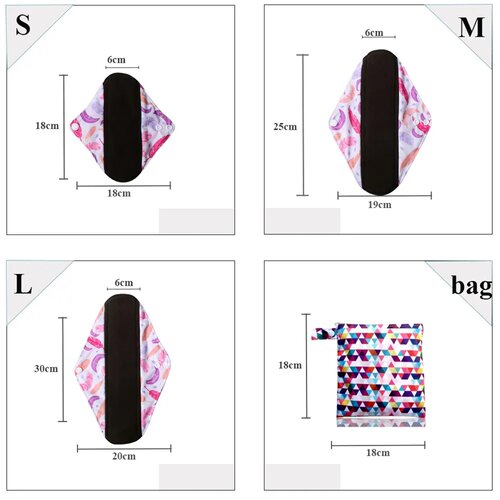 3 sizes Reusable menstrual pads for monthly sanitary pad to
