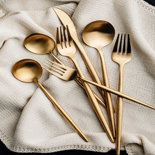 24pcs Dinnerware Set Stainless Steel Tableware Set Knife Fo