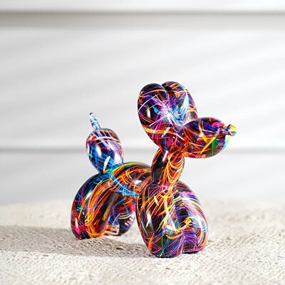 Resin Graffiti Balloon Dog Figurines for Interior Home Desk
