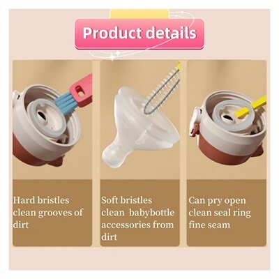 3 in 1 Cup Lid Gap Cleaning Brush, 3 Pcs Multifunctional In
