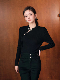 设计师品牌Re-re-de春秋中式巴素兰羊毛衫毛衣针织打底上衣女现货