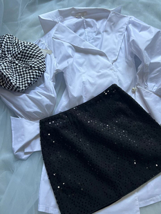 设计师品牌TT.RR.YY/ME揣蜜春夏四季百搭牛仔亮片短裙包臀裙现货