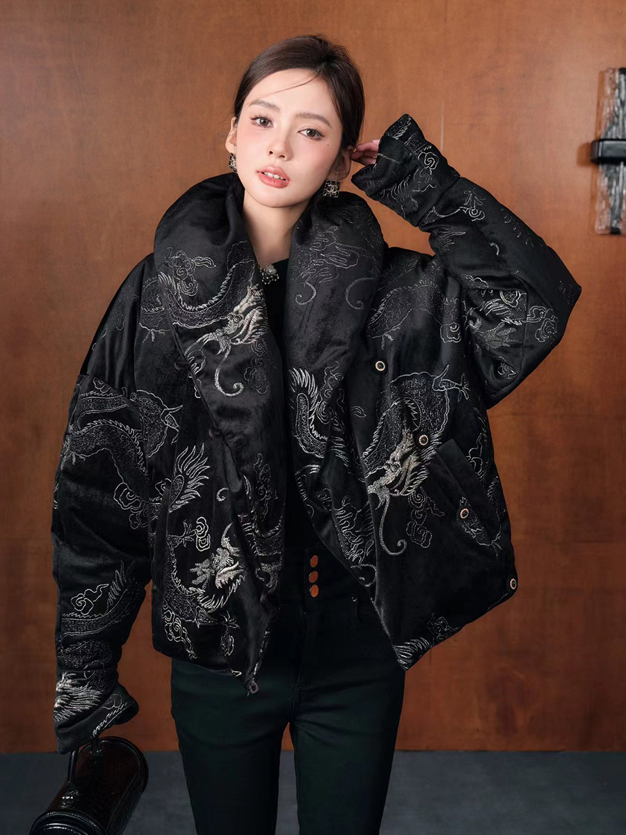 设计师正品刺绣龙腾祥云休闲服潮