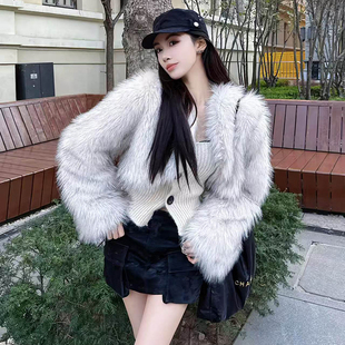 【吉娜同款】JAC fLEURANT2024秋冬短皮草洋气毛毛外套配长裙女装