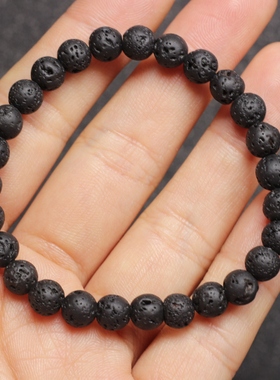 天然原矿火山岩手串霸气复古黑色