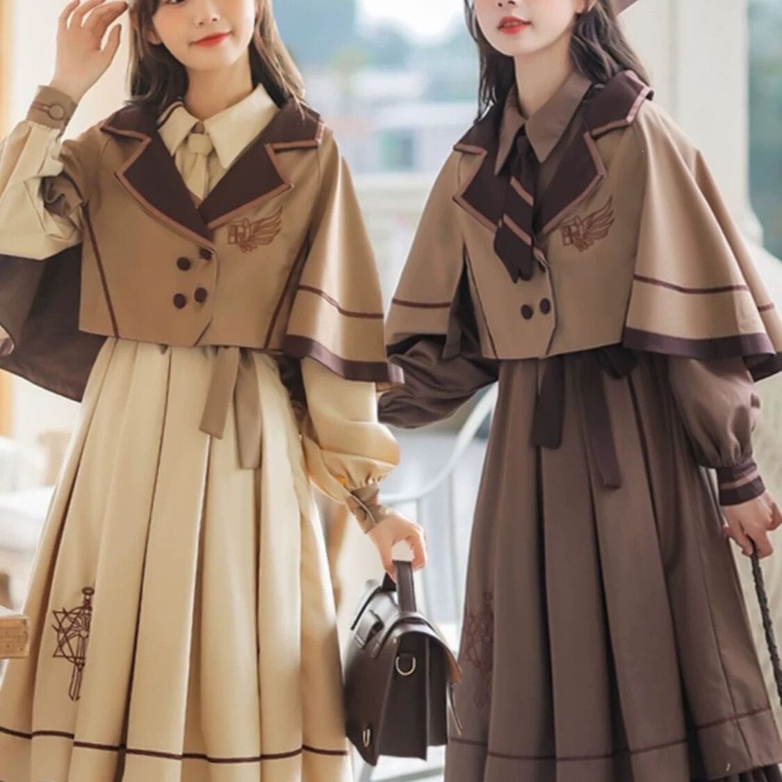 洛丽塔连衣裙复古全套魔法斗篷秋冬款森女小个子lo套装jk制服裙子 - 实物图