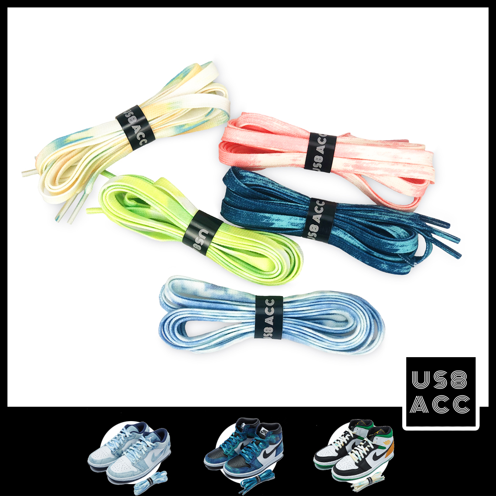 us8acc荧光绿天蓝白云晕染鞋带