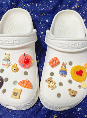 US8ACC复古美式田园小熊小兔童话镇适配crocs洞洞鞋装饰DIY鞋扣