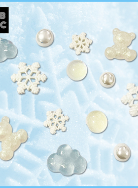 US8ACC仙气蓝白云朵透明雪花珠光小熊适配crocs洞洞鞋装饰鞋花扣