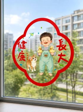 2027新年福字静电窗贴抓周生日