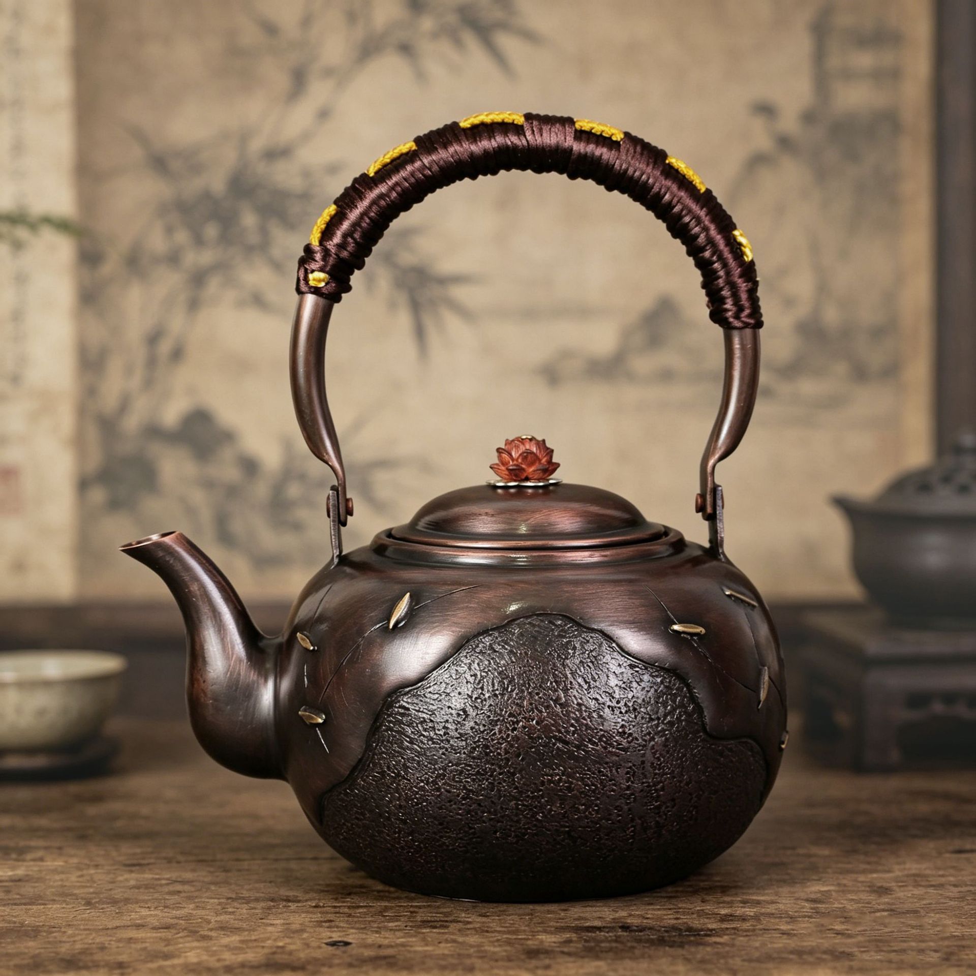 紫铜烧水壶手工纯铜茶壶泡茶煮电陶炉中式复古大容量户外围炉铜器