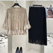 2025春装 礼物 气质妈妈套装 夏装 女生日礼品褶皱女端庄大气优雅时尚