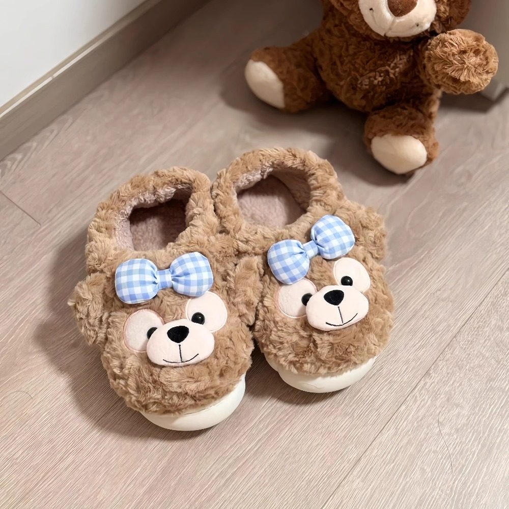 可爱小熊厚底居家棉拖鞋