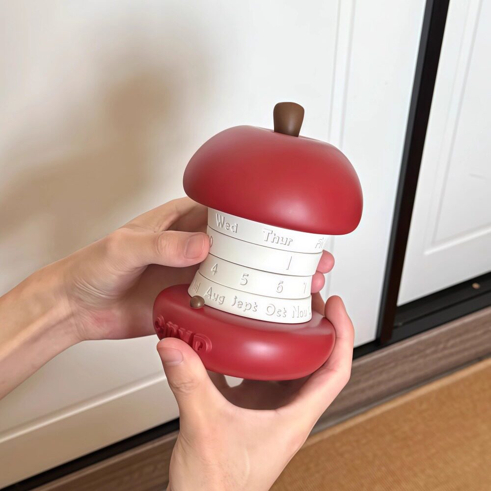 苹果旋转日历批发设计创意万年历可对象礼物桌面装饰摆件汉堡日历