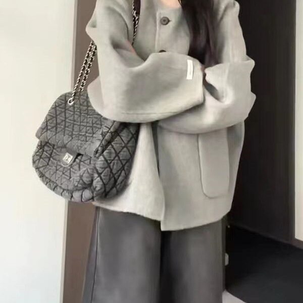 赫本风毛呢外套女装秋冬季2025新款小个子韩系感呢子大衣女