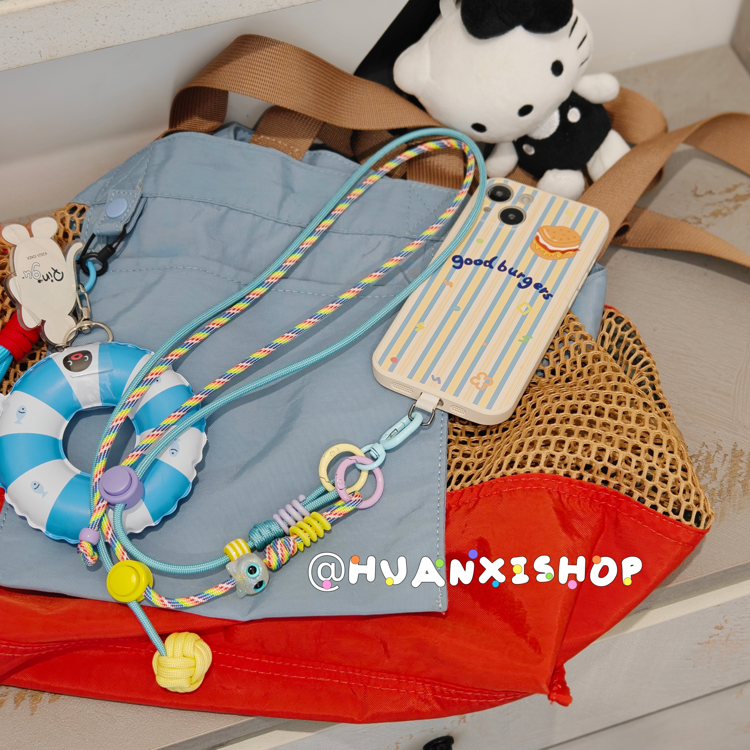 幸运猫猫挂绳丨可爱彩色多功能手机挂绳可调节斜跨挂脖两用手机链