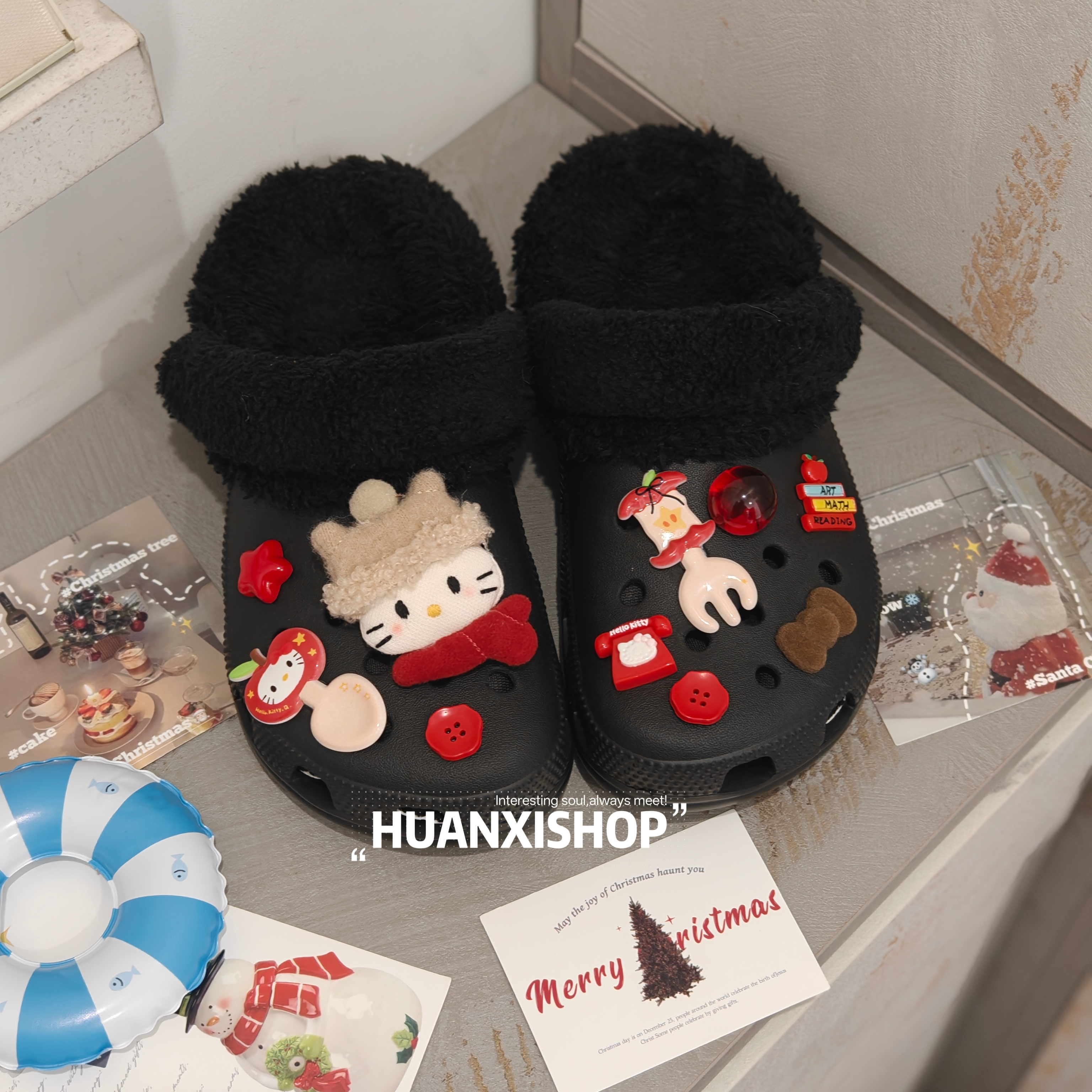 新年快乐丨冬季红色洞洞鞋鞋花可爱卡骆驰鞋扣鞋面装饰扣红色鞋扣