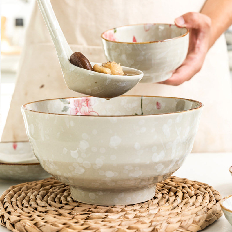 日式樱花陶瓷餐具套装饭碗盘子高颜值鱼盘汤盘双耳盘碗碟套装家用,餐饮具,碗,淘宝优惠券,粉丝福利购,淘宝优惠卷