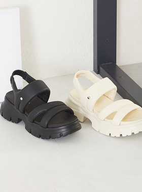 ORiental TRaffic日系夏季新款一字带松糕底舒适户外沙滩凉鞋女