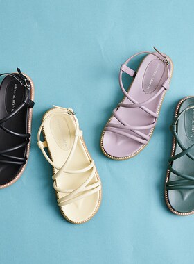 ORiental TRaffic夏季交叉细带绑带女晚晚仙女风淑女气质凉鞋女