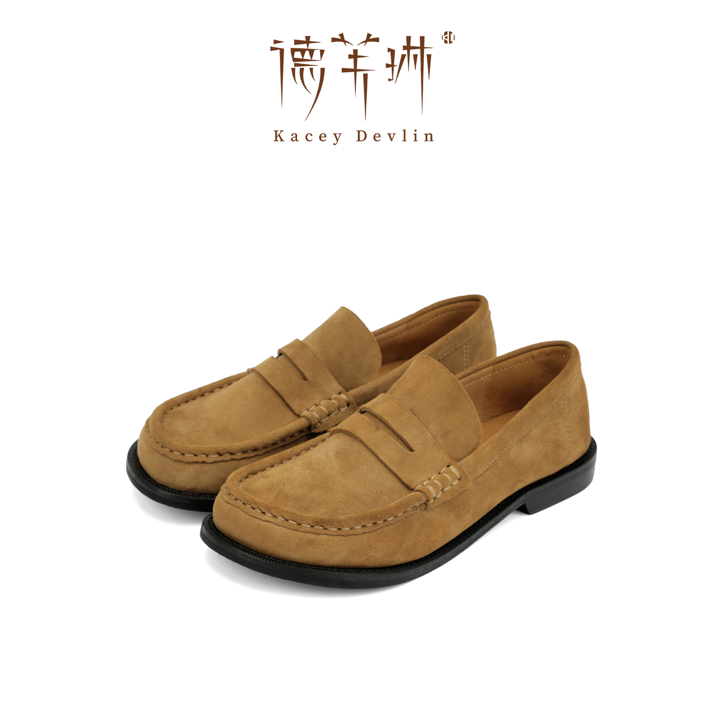 德芙琳鹿皮德比乐福鞋宽脚女鞋宽