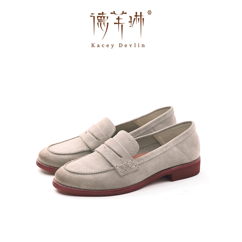 德芙琳英伦乐福鞋气质女鞋鹿皮