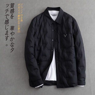 日系设计款男士衬衫式翻领白鸭绒外套羽绒服轻薄短款休闲冬季新款