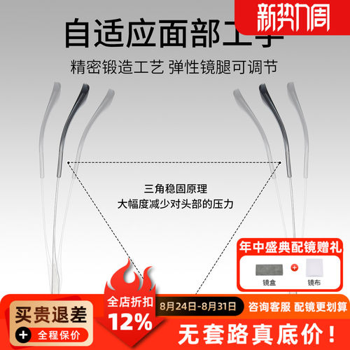 蔡司超轻纯钛钛架经典经典全框可配度数防蓝光近视眼镜HP2015W