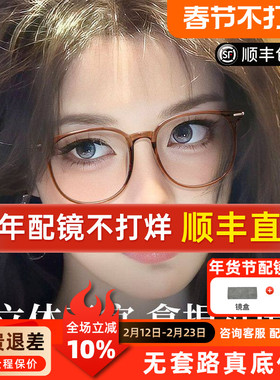 冷茶色眼镜框防蓝光近视女度数可配圆脸素颜神器显脸小30516A