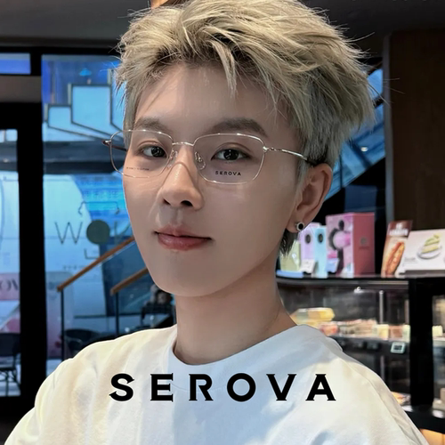 SEROVA施洛华钛合金方框镜架男防蓝光可配近视眼镜框SP1430