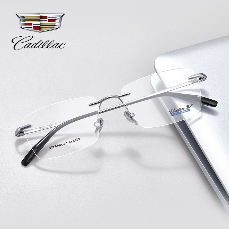 凯迪拉克眼镜框男款商务无框眼镜架钛合金无边篮球足球眼镜C5079D