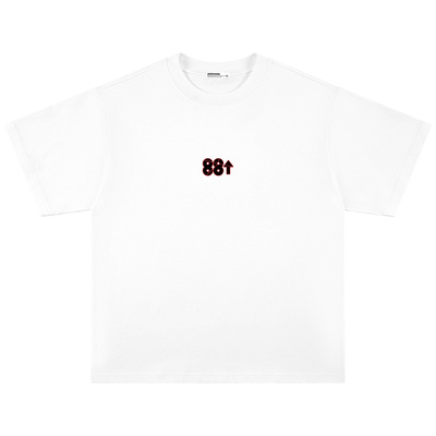 88rising 撕裂字体复古解构标语印花美式宽松圆领舒适情侣短袖T恤