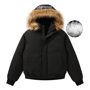 88rising鸭绒狼王座山雕外套复古花体刺绣派克服毛领飞行员羽绒服