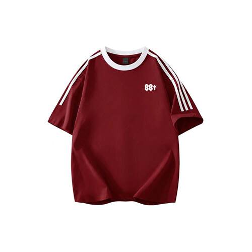 88rising 简约cleanfit条纹拼接撞色学院风少年感美式复古短袖T恤