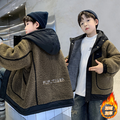 男童秋冬款加绒加厚羊羔绒毛毛衣