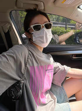 短袖T恤女夏季新款美式复古洋气减龄宽松中长款上衣MX3108