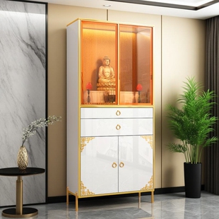 现代轻奢佛柜带门家用实木小佛龛客厅供香火桌观音财神爷贡台简约