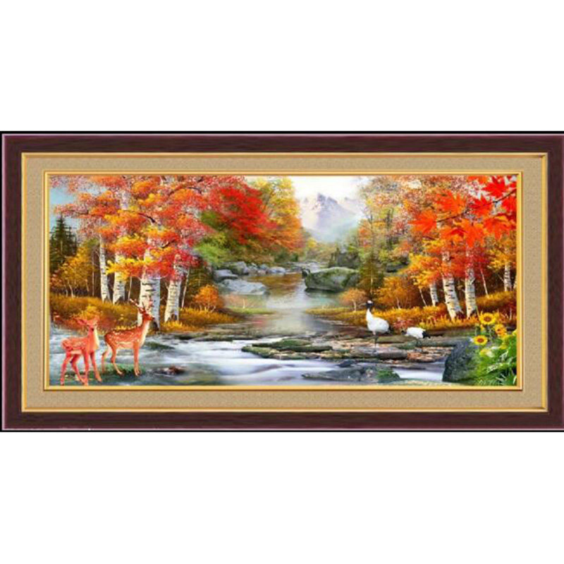 新款印花正品DMC十字绣客厅办公室大画风景油画 鸿运延年